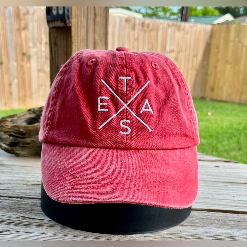 Texas Logo Hat Red and White New Adjustable Cap